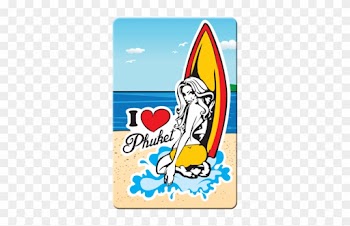 I Love Phuket , - Surfer Pin Up Girl