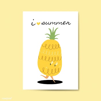 I love summer with pineapple cartoon characte.. | Free stock vector - 538637