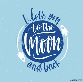 I love you to the moon and back hand drawn vector lettering