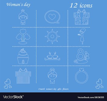 I love you womens doodle 12 icon in set of womens vector image