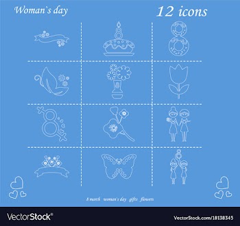 I love you womens doodle 12 icon in set of womens vector image