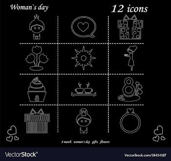 I love you womens doodle 12 icon in set of womens vector image