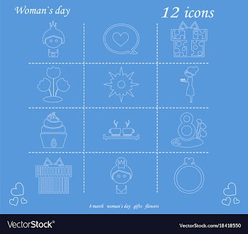 I love you womens doodle 12 icon in set of womens vector image