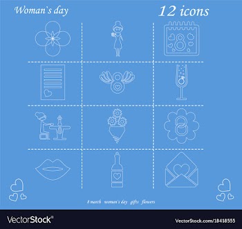I love you womens doodle 12 icon in set of womens vector image