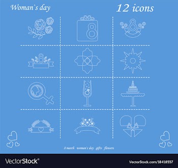 I love you womens doodle 12 icon in set of womens vector image