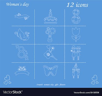 I love you womens doodle 12 icon in set of womens vector image