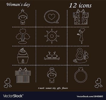 I love you womens doodle 12 icon in set of womens vector image