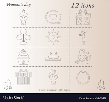 I love you womens doodle 12 icon in set of womens vector image
