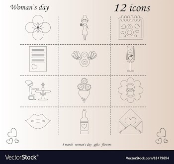 I love you womens doodle 12 icon in set of womens vector image