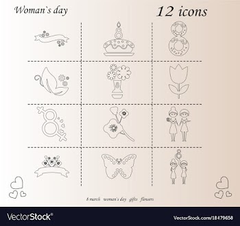 I love you womens doodle 12 icon in set of womens vector image