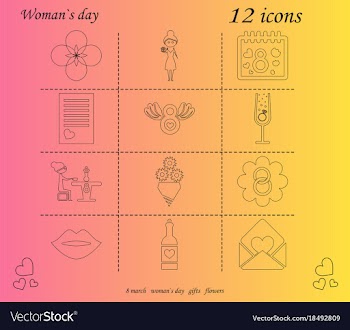 I love you womens doodle 12 icon in set of womens vector image