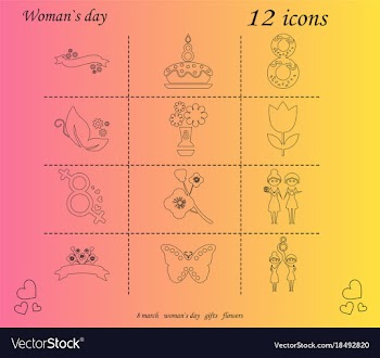 I love you womens doodle 12 icon in set of womens vector image