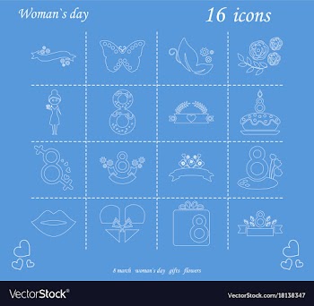 I love you womens doodle 16 icon in set of womens vector image