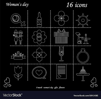 I love you womens doodle 16 icon in set of womens vector image