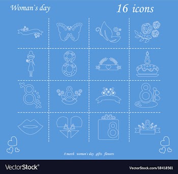 I love you womens doodle 16 icon in set of womens vector image