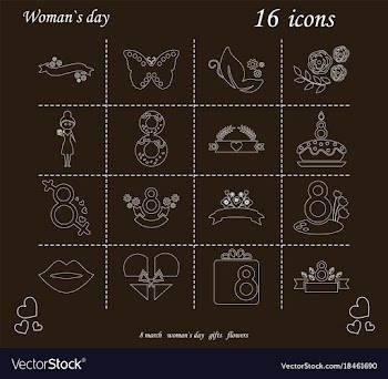 I love you womens doodle 16 icon in set of womens vector image