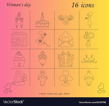 I love you womens doodle 16 icon in set of womens vector image