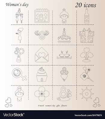 I love you womens doodle 20 icon in set of womens vector image