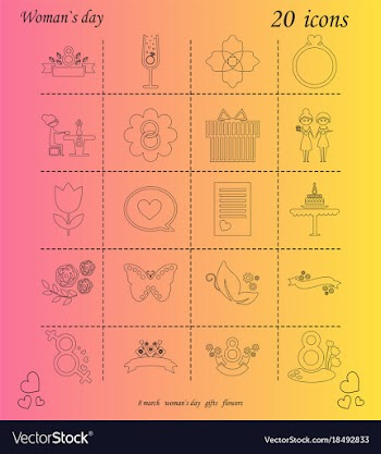 I love you womens doodle 20 icon in set of womens vector image