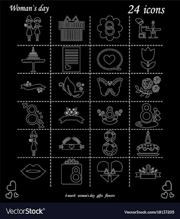 I love you womens doodle 24 icon in set of womens vector image