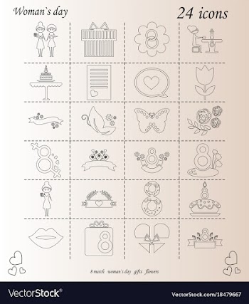 I love you womens doodle 24 icon in set of womens vector image