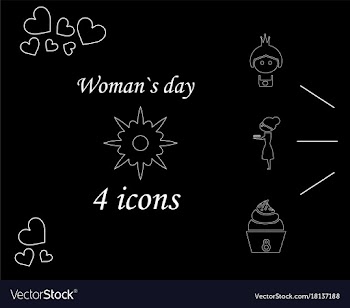 I love you womens doodle 4 icon in set of womens vector image