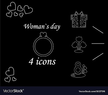 I love you womens doodle 4 icon in set of womens vector image