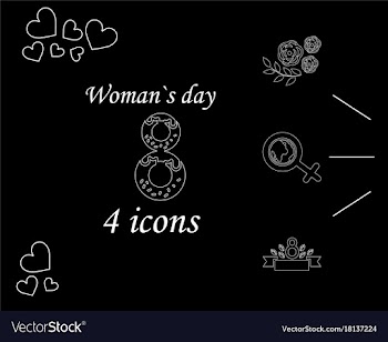 I love you womens doodle 4 icon in set of womens vector image