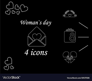 I love you womens doodle 4 icon in set of womens vector image