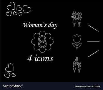 I love you womens doodle 4 icon in set of womens vector image