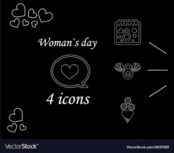 I love you womens doodle 4 icon in set of womens vector image