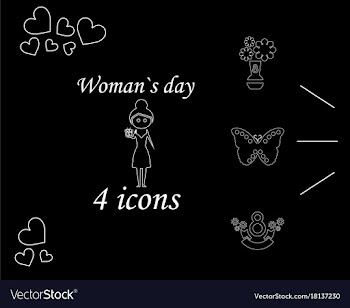 I love you womens doodle 4 icon in set of womens vector image
