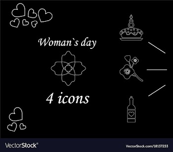 I love you womens doodle 4 icon in set of womens vector image