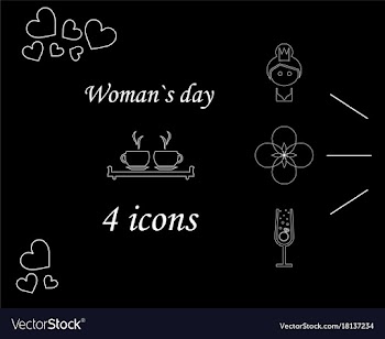 I love you womens doodle 4 icon in set of womens vector image