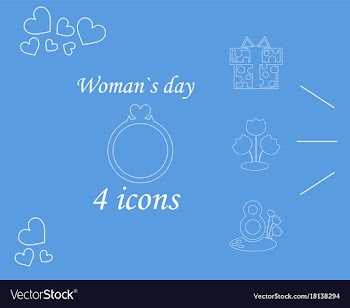 I love you womens doodle 4 icon in set of womens vector image
