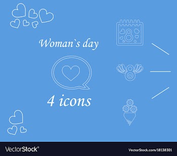 I love you womens doodle 4 icon in set of womens vector image