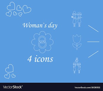I love you womens doodle 4 icon in set of womens vector image