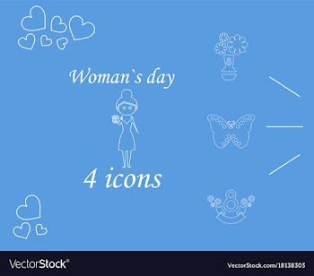 I love you womens doodle 4 icon in set of womens vector image