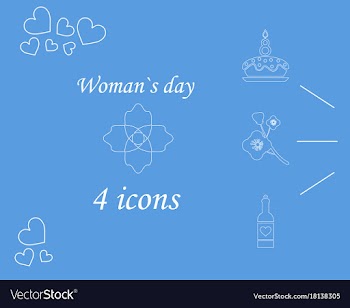 I love you womens doodle 4 icon in set of womens vector image