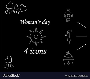 I love you womens doodle 4 icon in set of womens vector image