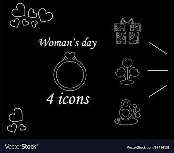 I love you womens doodle 4 icon in set of womens vector image
