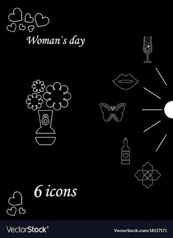 I love you womens doodle 6 icon in set of womens vector image