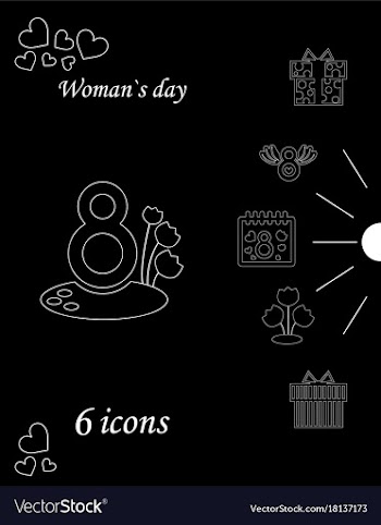 I love you womens doodle 6 icon in set of womens vector image