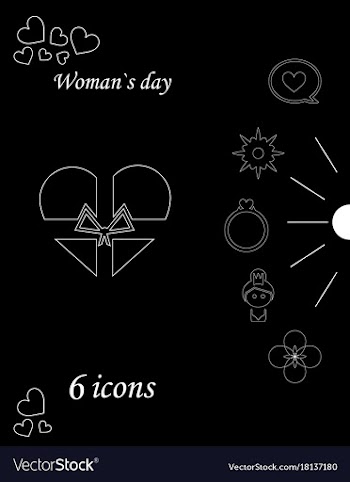 I love you womens doodle 6 icon in set of womens vector image