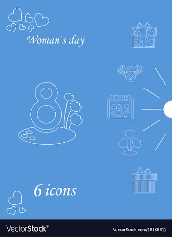 I love you womens doodle 6 icon in set of womens vector image