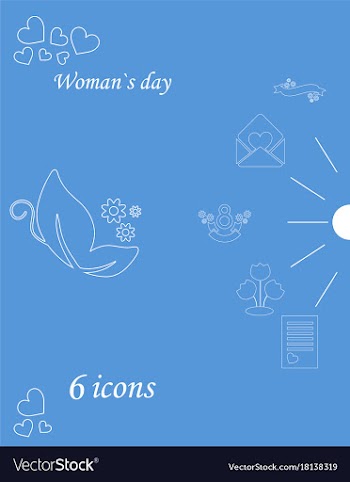 I love you womens doodle 6 icon in set of womens vector image