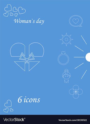 I love you womens doodle 6 icon in set of womens vector image