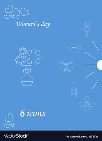 I love you womens doodle 6 icon in set of womens vector image