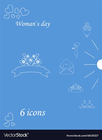 I love you womens doodle 6 icon in set of womens vector image
