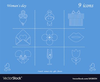 I love you womens doodle 6 icon in set of womens vector image